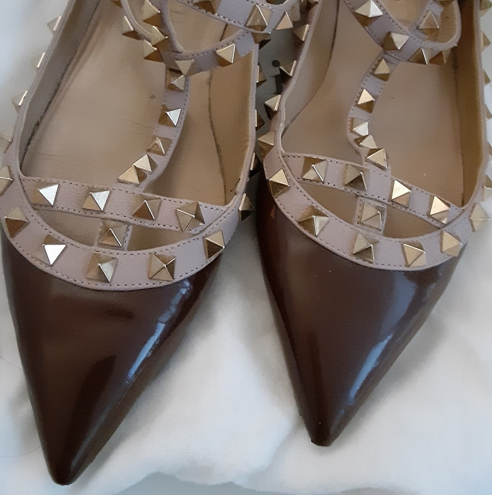 Valentino Rockstud Patent Leather Caged Flat size EU 37